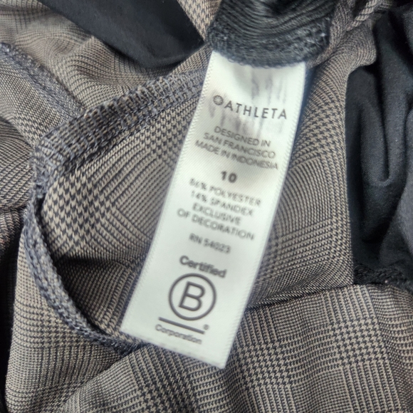Athleta Brooklyn Ankle Pants Women 10 Plaid Gray Black Stretch Athleisure Slacks - Picture 5 of 8